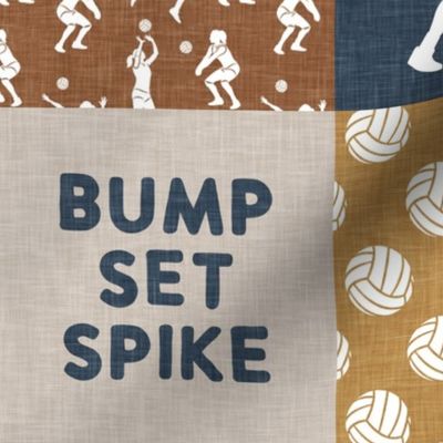 BUMP SET SPIKE - Volleyball wholecloth - patchwork in gold/blue -  LAD22