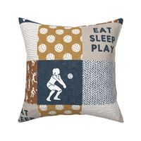 EAT SLEEP PLAY - Volleyball wholecloth - patchwork in gold/blue - LAD22