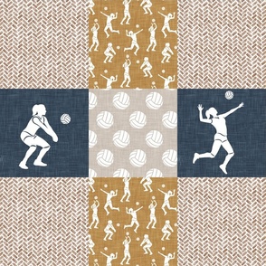 Volleyball wholecloth - patchwork in gold/blue -  LAD22