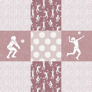 Volleyball wholecloth - patchwork in mauve - LAD22