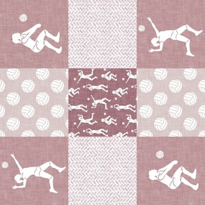 Volleyball wholecloth - patchwork in mauve - (90) LAD22