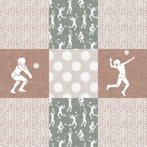 Volleyball Wholecloth - patchwork in light sage/neutral  - LAD22