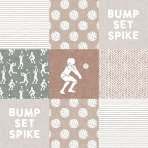BUMP SET SPIKE - Volleyball Wholecloth - patchwork in light sage/neutral  - LAD22