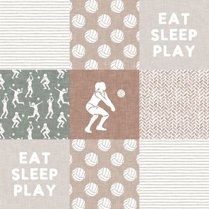 EAT SLEEP PLAY - Volleyball Wholecloth - patchwork in light sage/neutral - LAD22