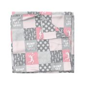BUMP SET SPIKE - Volleyball Patchwork -  wholecloth pink and grey - (90)  LAD22