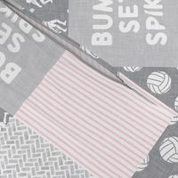 BUMP SET SPIKE - Volleyball Patchwork -  wholecloth pink and grey - (90)  LAD22