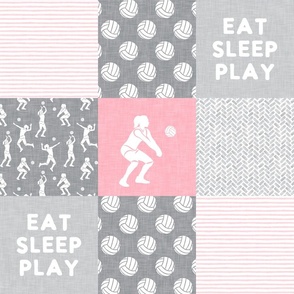 EAT SLEEP PLAY - Volleyball Patchwork -  wholecloth pink and grey -   LAD22