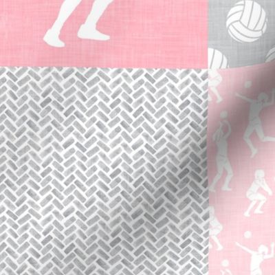 Volleyball Wholecloth  - patchwork fabric - bubble gum pink - LAD22