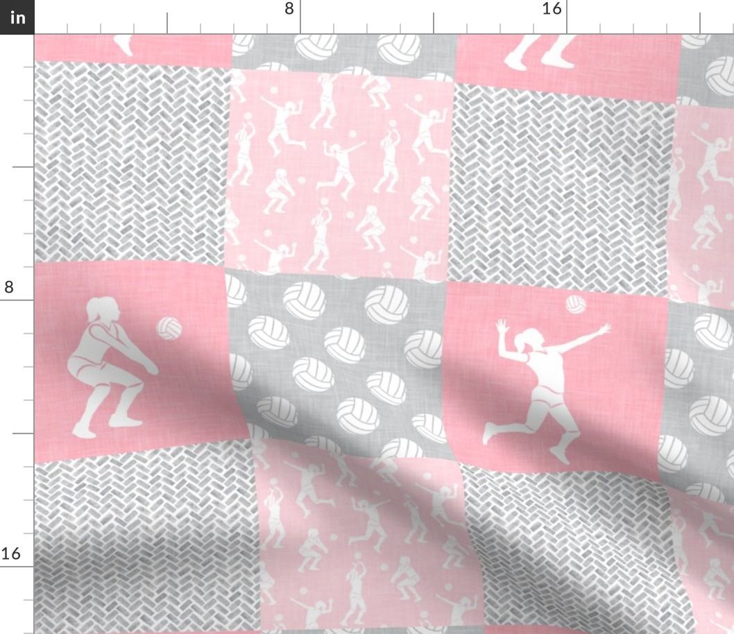 Volleyball Wholecloth  - patchwork fabric - bubble gum pink - LAD22