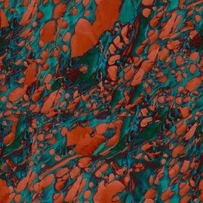 Emerald and orange red abstracted rocks texture small