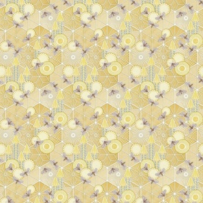 Sweet Team- Sashiko Honey Bees Fabric- Beehive Mini- Bee Dance- Pollinators- Japanese Inspired Honeycomb Wallpaper- Golden Yellow- Mustard