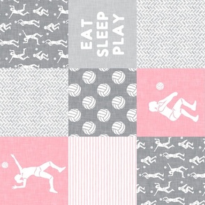 EAT SLEEP PLAY - Volleyball Patchwork -  wholecloth pink and grey - (90)  LAD22