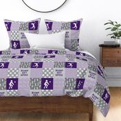 Bump Set Spike - Volleyball Patchwork - Wholecloth in purple and grey -  LAD22