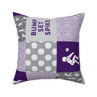 Bump Set Spike - Volleyball Patchwork - Wholecloth in purple and grey - (90) LAD22