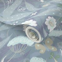 Magical meadow damask in greyish colors by rysunki_malunki