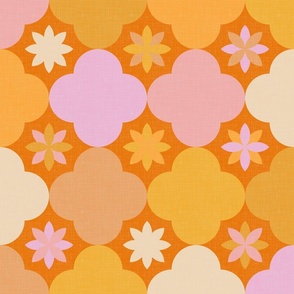 Retro Floral Tiles - Sunny Shades / Large