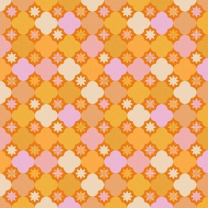 Retro Floral Tiles - Sunny Shades / Medium