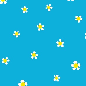 Little white flowers on turquoise 