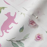 small scale pink cat pink floral