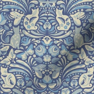 Maximalist Fairy Tale Garden - Vintage Blue Shades / Medium