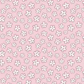 Spring flowers - White and Watermelon on Cotton Candy - Petal Solid Coordinates