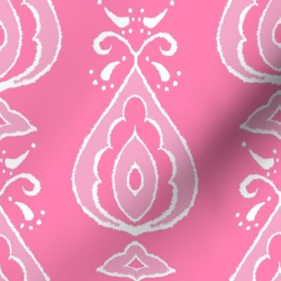 Pastel Tear Drop Paisley Ikat in pinks, Mid-Size