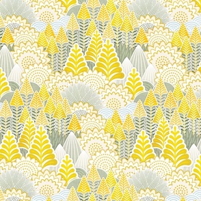 In the Weeds- Goldenrods and Dandelions- Small- Yellow- Teal- Sage Green- Pollinator Garden- Summer Floral Wallpaper- Gender Neutral Nursery