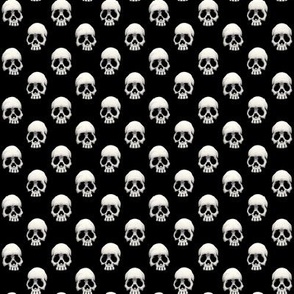 ★ SKULLS POLKA DOTS 1 ★ Small Scale (about 2/3”) – Black and White / Collection : Back to Basics - Spooky Geometric Prints
