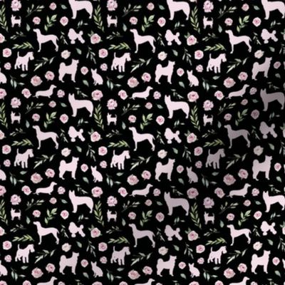 micro scale pink dog pink floral black bg