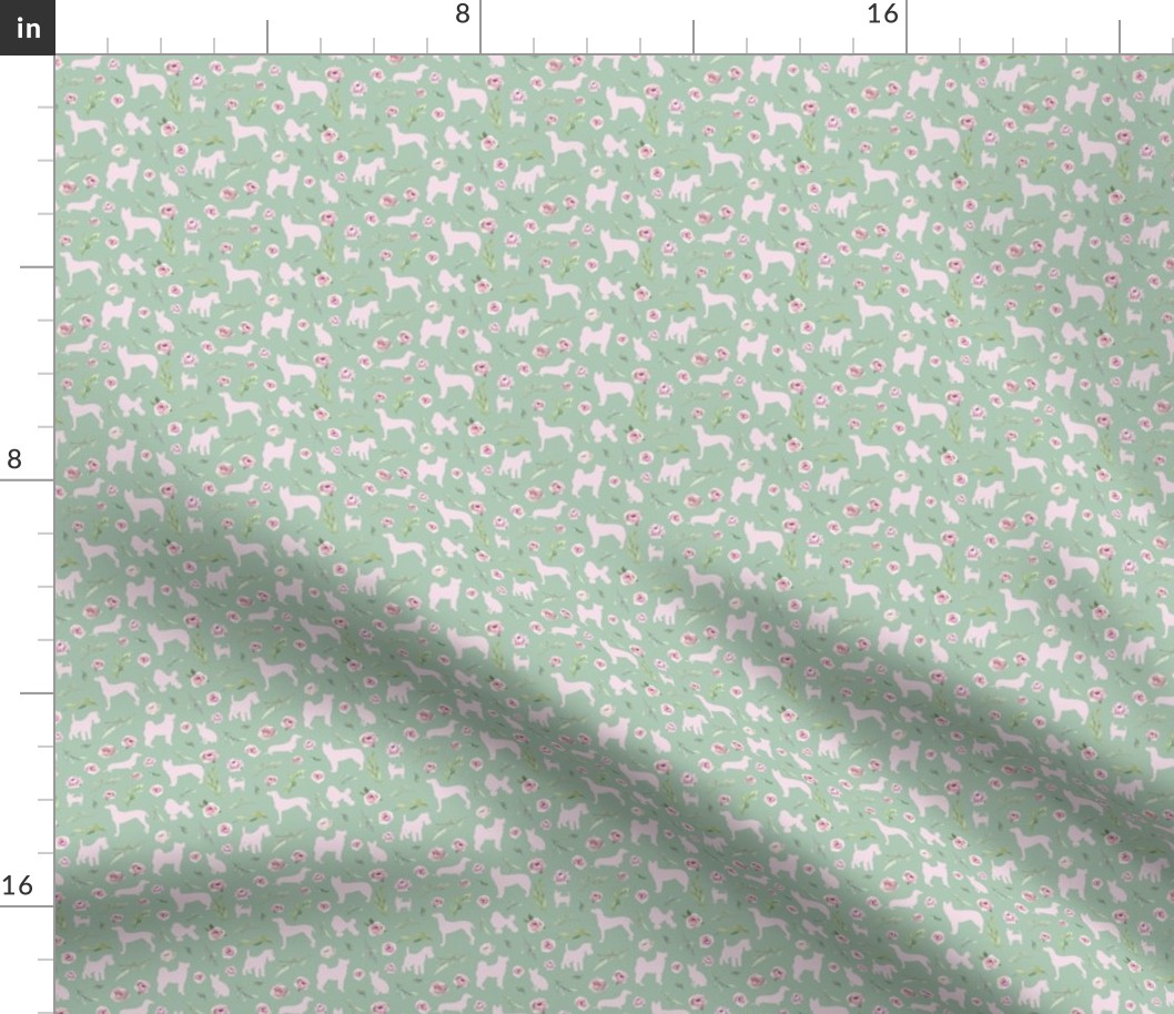 micro scale pink dog pink floral green bg