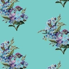 Vintage forgetmenots on turquoise (medium)