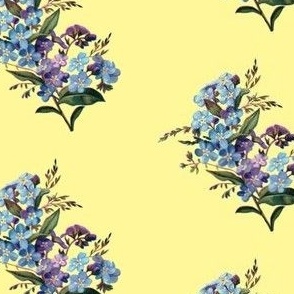 Vintage forgetmenots on yellow (medium)