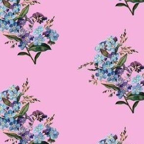 Vintage forgetmenots on pink (medium)