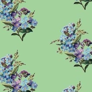 Vintage forgetmenots on green (medium)