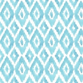 Small Watercolor Diamond Ikat in Turquoise Blue