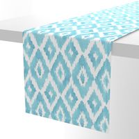 Large Watercolor Diamond Ikat in Turquoise Blue