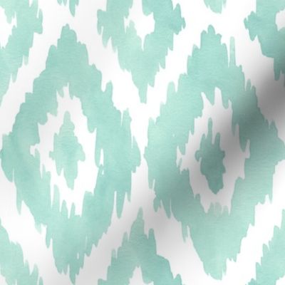 Large Watercolor Diamond Ikat in Mint Green