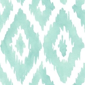 Large Watercolor Diamond Ikat in Mint Green