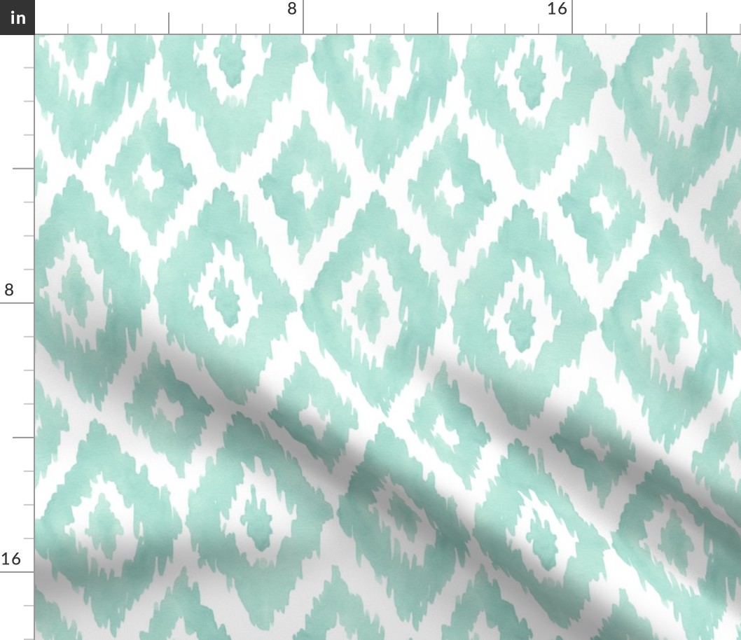 Large Watercolor Diamond Ikat in Mint Green