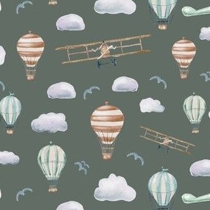 Air balloons and planes | Watercolor