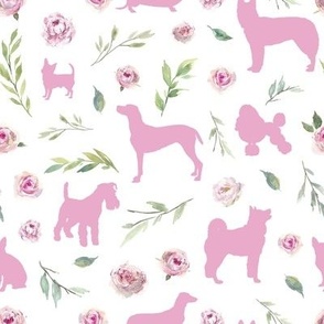 small scale pink dog pink floral