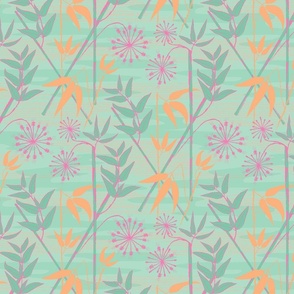 Bamboo forest - mint green and pink