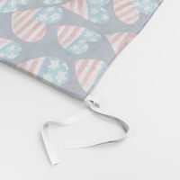 July 4th USA flag watercolor hearts patriotic independence day fabric blue