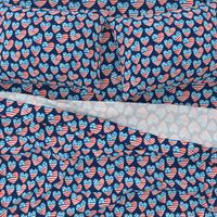 July 4th USA flag watercolor hearts patriotic independence day fabric blue