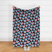 July 4th USA flag watercolor hearts patriotic independence day fabric black