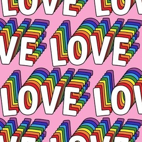 Pride Love text rainbow colors LGBTQ fabric blush pink