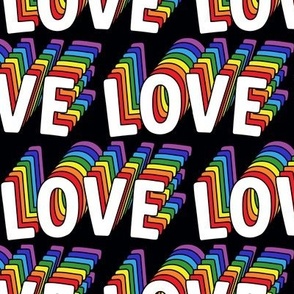 Pride Love text rainbow colors LGBTQ fabric black