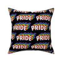 Pride text rainbow colors LGBTQ fabric black