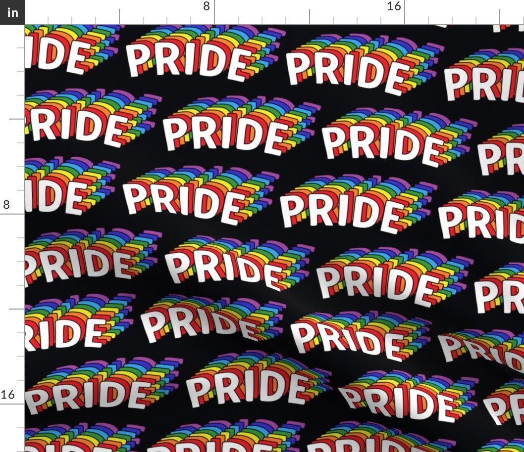 Pride text rainbow colors LGBTQ fabric black