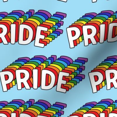 Pride text rainbow colors LGBTQ fabric blue